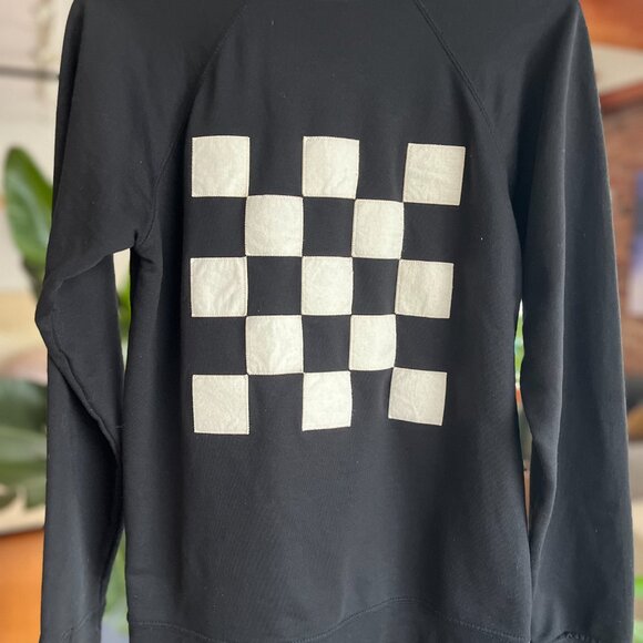 See See Moto Black Crewneck Sweatshirt with Checkerboard Back - Picture 2 of 3